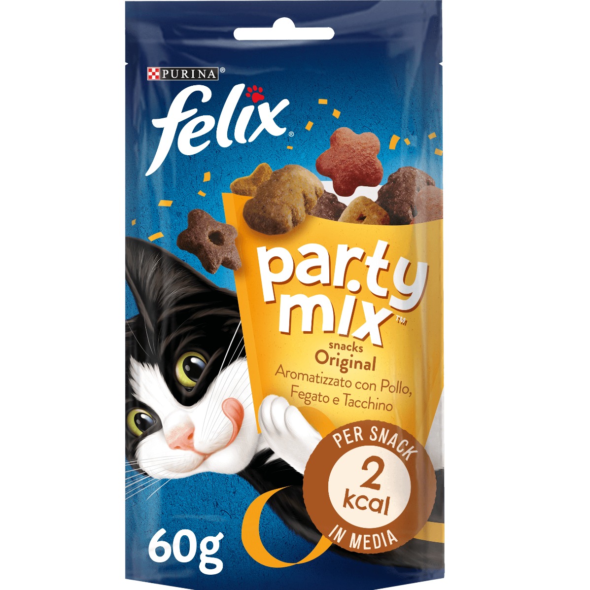 Party Mix Gatto Snack Original Mix Aromatizzato con Pollo, Fegato e Tacchino